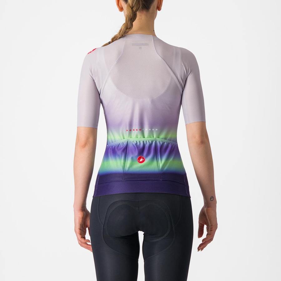 Castelli CLIMBER'S 4.0 W Jersey Dame Lilla Hvide Grøn Mørkelilla | PVJRNSD-67