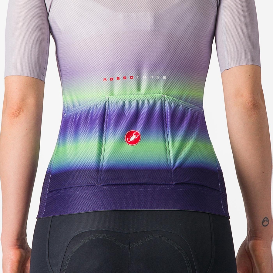 Castelli CLIMBER'S 4.0 W Jersey Dame Lilla Hvide Grøn Mørkelilla | PVJRNSD-67