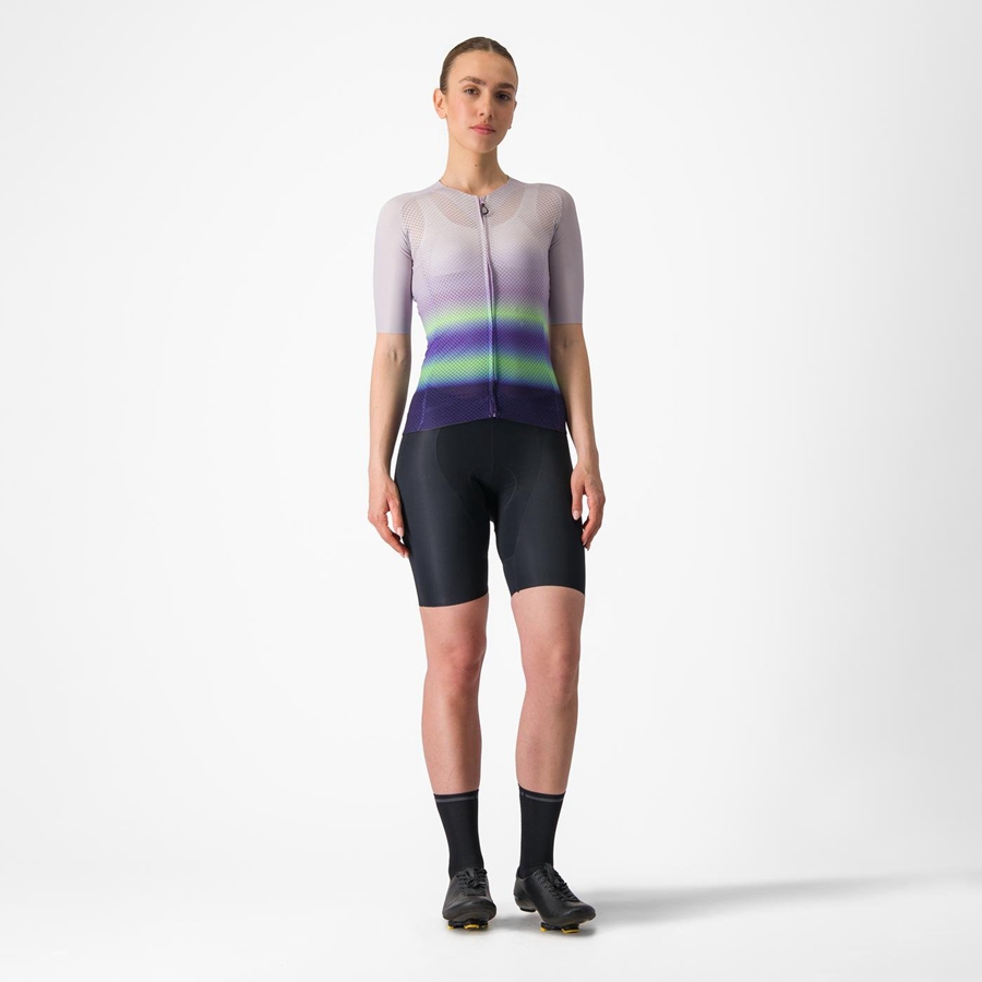 Castelli CLIMBER'S 4.0 W Jersey Dame Lilla Hvide Grøn Mørkelilla | PVJRNSD-67