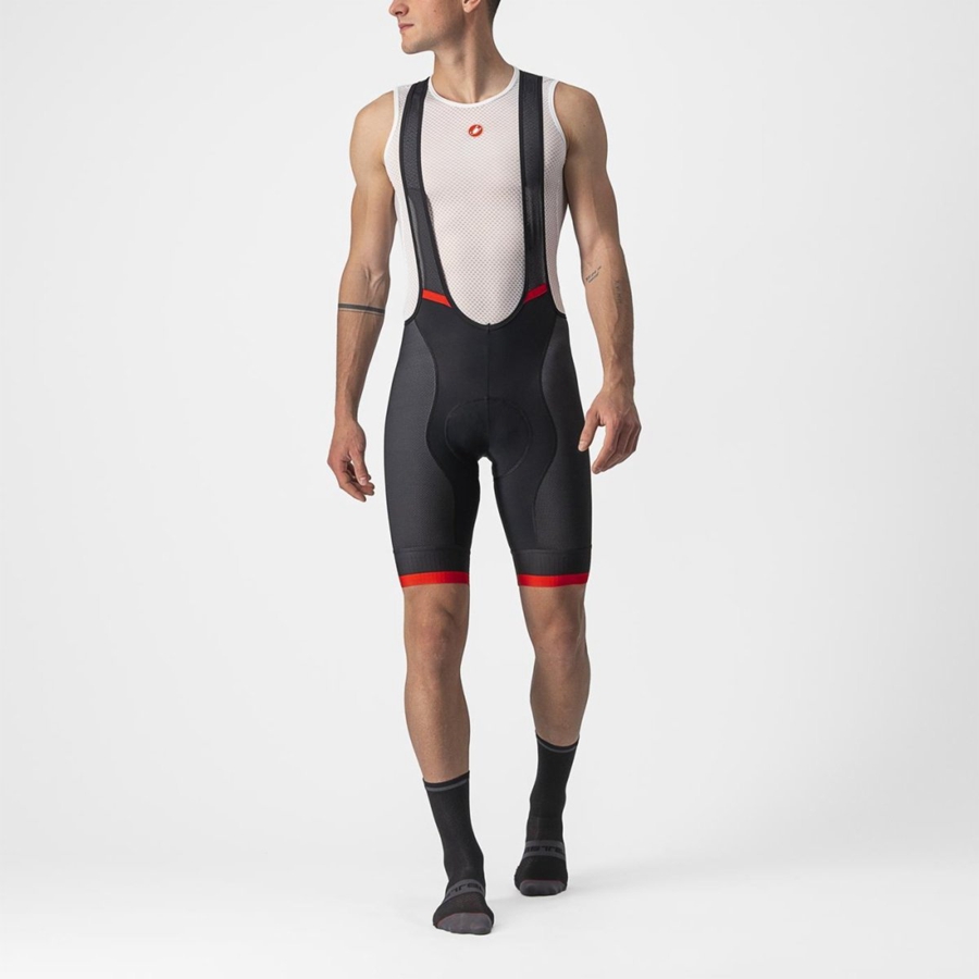 Castelli COMPETIZIONE KIT Bib Shorts Herre Sort Rød | DNFRXZG-06