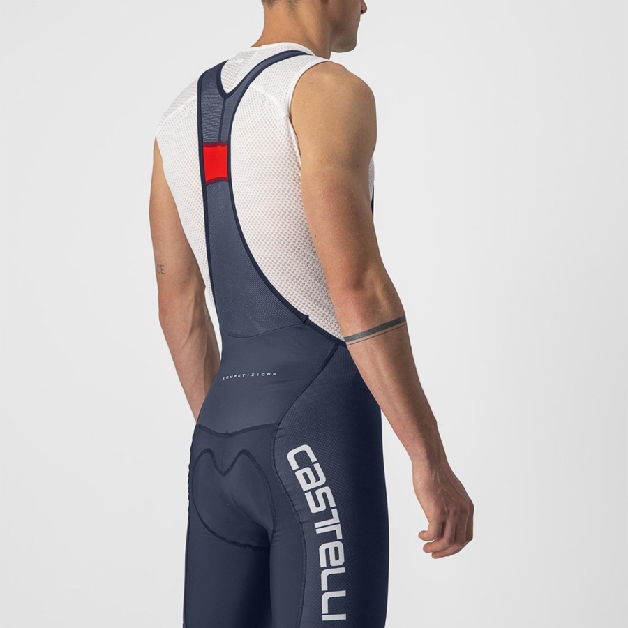 Castelli COMPETIZIONE KIT Bib Shorts Herre Blå Hvide Sølv | CGBIOMK-19