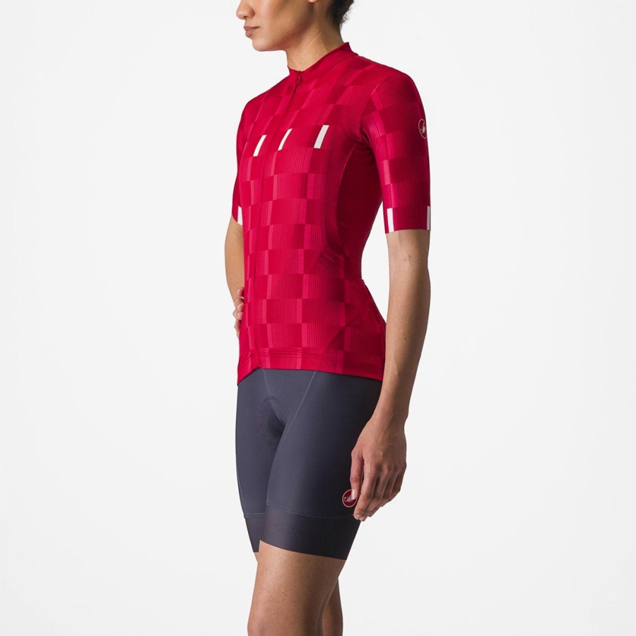 Castelli DIMENSIONE Jersey Dame Rød Hvide | HWJBAGF-82