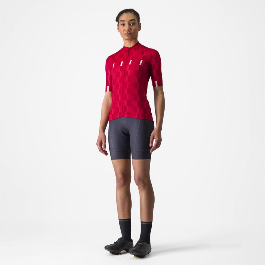 Castelli DIMENSIONE Jersey Dame Rød Hvide | HWJBAGF-82