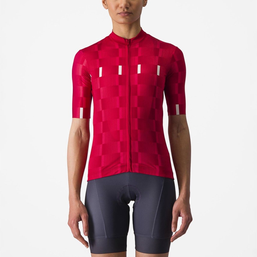 Castelli DIMENSIONE Jersey Dame Rød Hvide | HWJBAGF-82