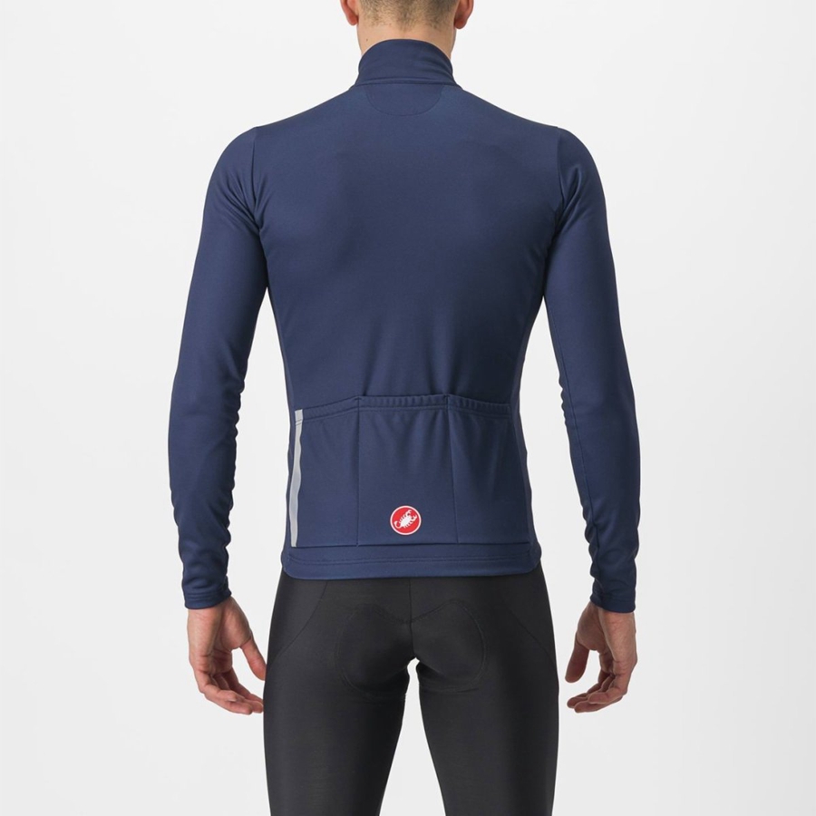 Castelli ENTRATA THERMAL Jersey Herre Blå Sølv Grå | MVHXSDN-62