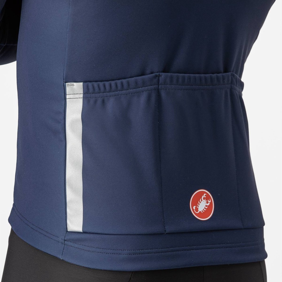 Castelli ENTRATA THERMAL Jersey Herre Blå Sølv Grå | MVHXSDN-62