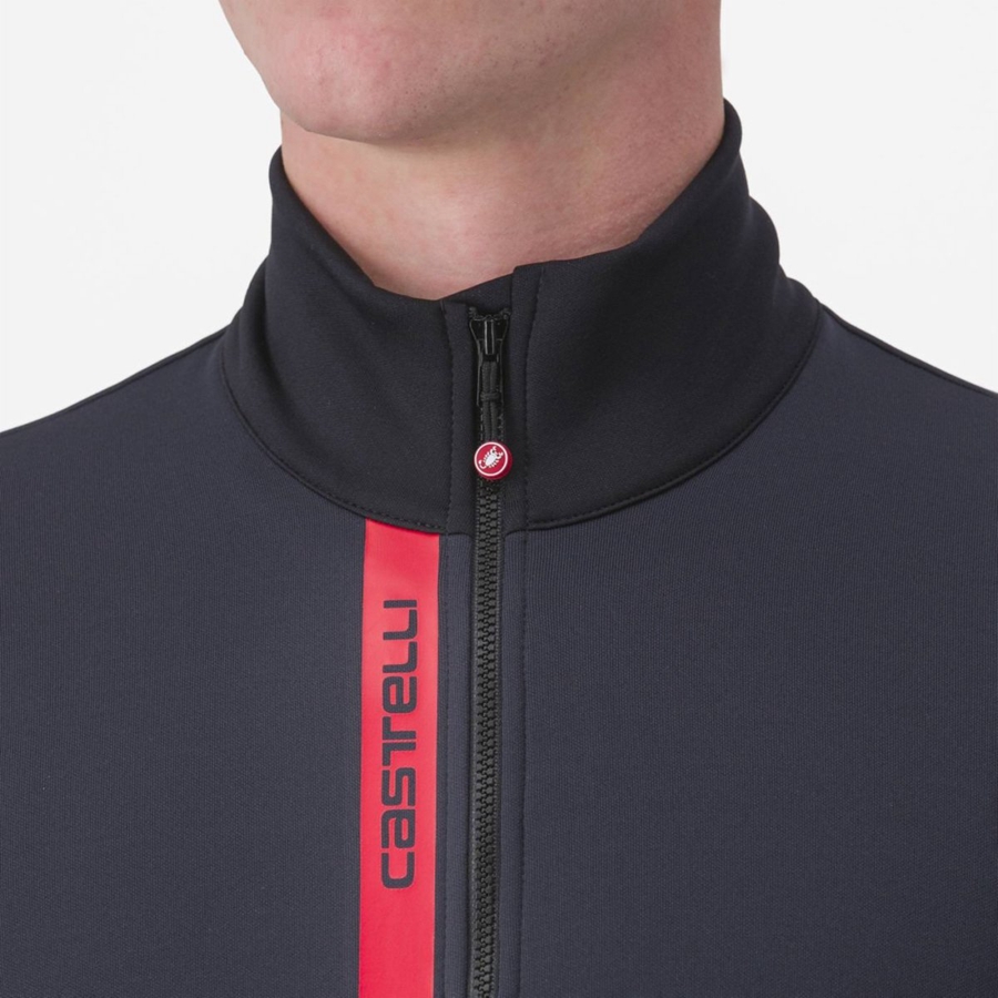 Castelli ENTRATA THERMAL Jersey Herre Sort Rød | SGHWCOJ-94