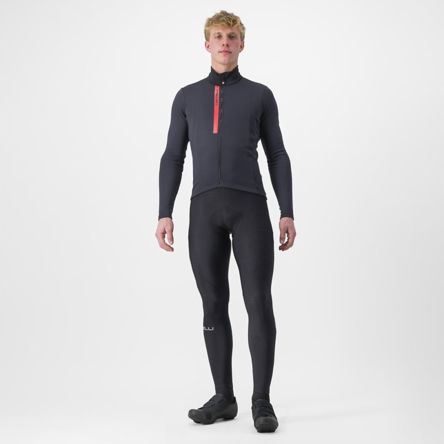 Castelli ENTRATA THERMAL Jersey Herre Sort Rød | SGHWCOJ-94