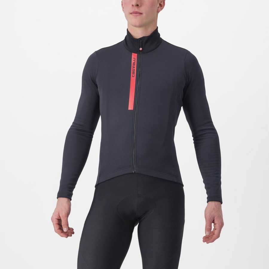 Castelli ENTRATA THERMAL Jersey Herre Sort Rød | SGHWCOJ-94