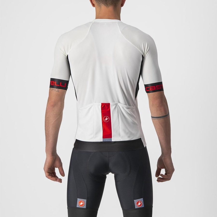 Castelli ENTRATA VI Jersey Herre Hvide Sort Rød | OASFLPK-36