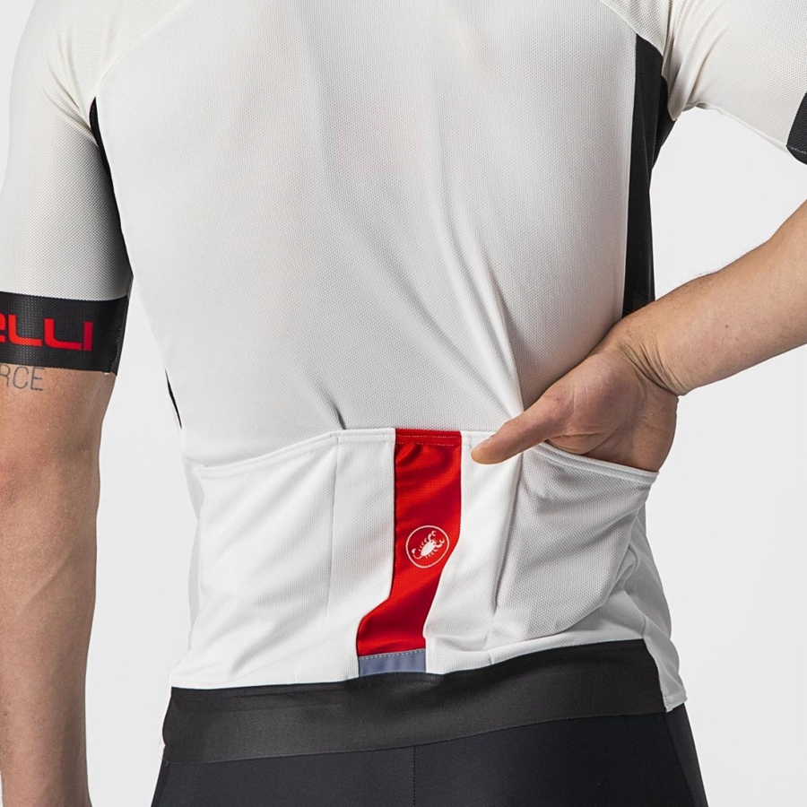 Castelli ENTRATA VI Jersey Herre Hvide Sort Rød | OASFLPK-36