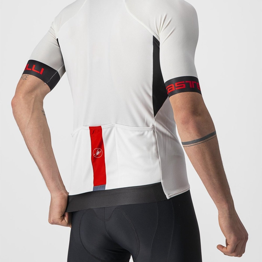 Castelli ENTRATA VI Jersey Herre Hvide Sort Rød | OASFLPK-36