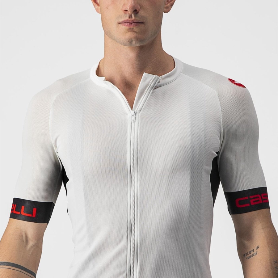 Castelli ENTRATA VI Jersey Herre Hvide Sort Rød | OASFLPK-36