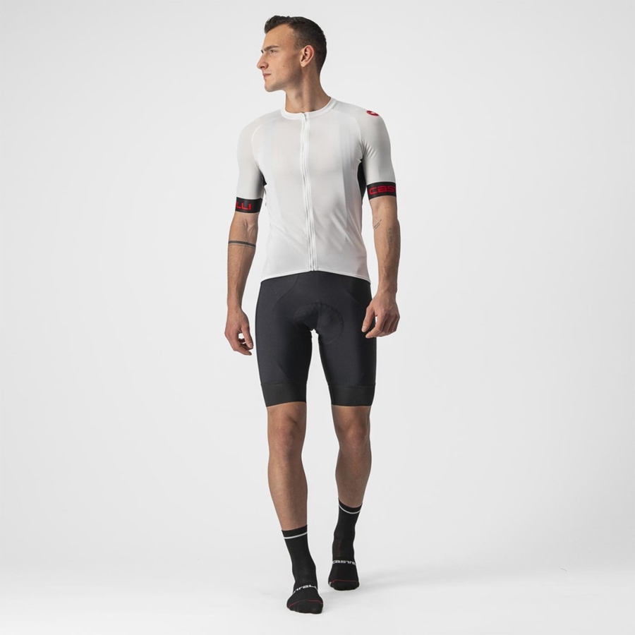 Castelli ENTRATA VI Jersey Herre Hvide Sort Rød | OASFLPK-36