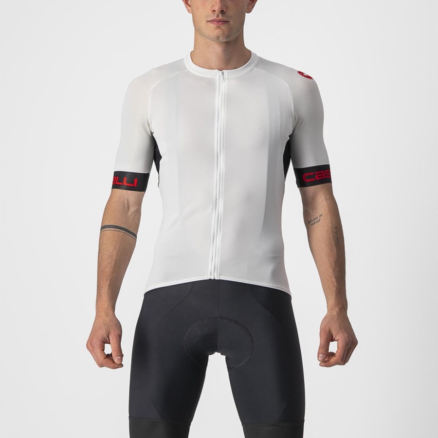 Castelli ENTRATA VI Jersey Herre Hvide Sort Rød | OASFLPK-36