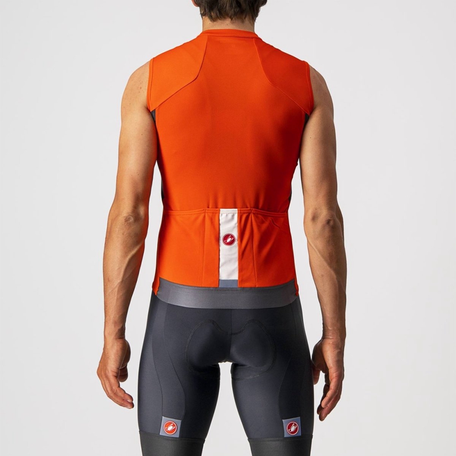 Castelli ENTRATA VI SLEEVELESS Jersey Herre Rød Mørkegrå Hvide | LYUAKCI-05