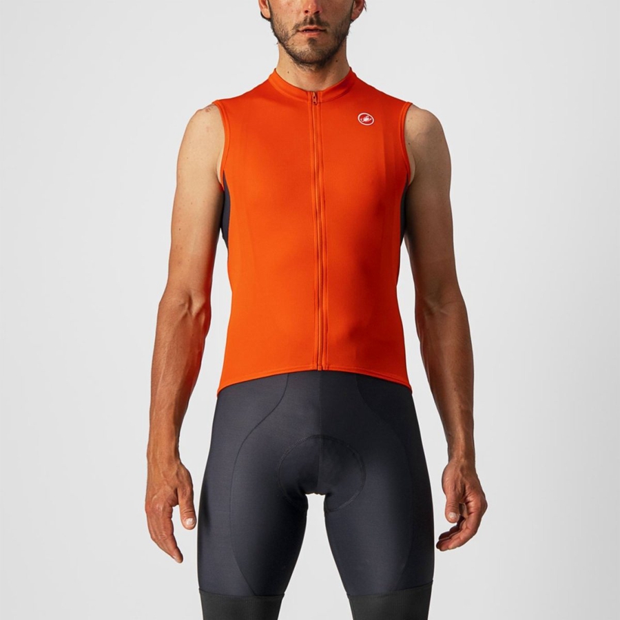 Castelli ENTRATA VI SLEEVELESS Jersey Herre Rød Mørkegrå Hvide | LYUAKCI-05