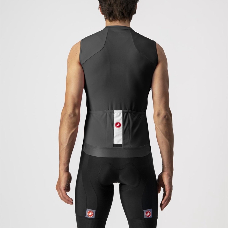 Castelli ENTRATA VI SLEEVELESS Jersey Herre Sort Mørkegrå Hvide | QKMYXWT-45