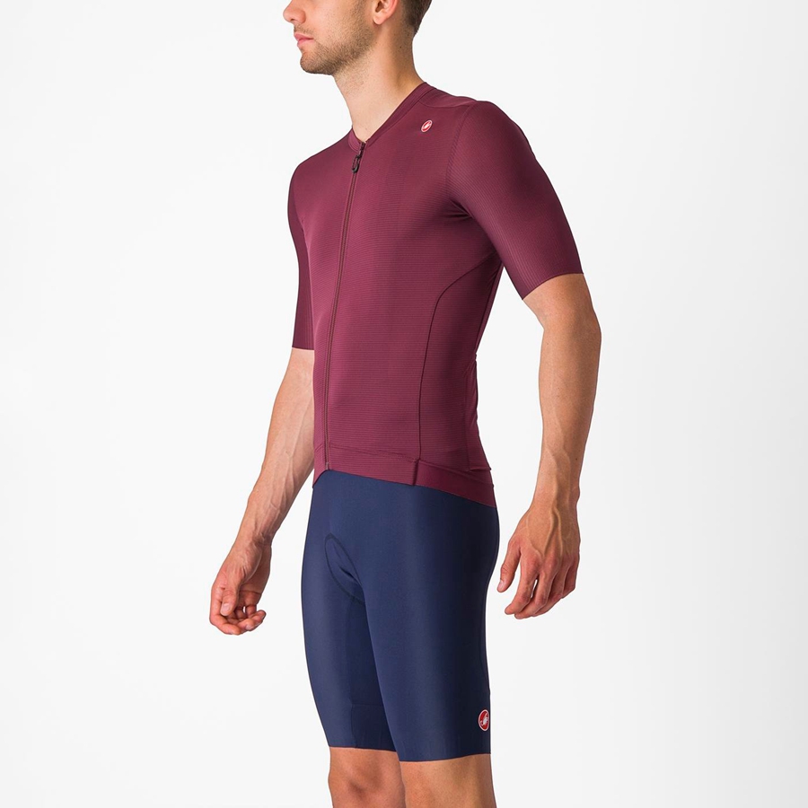 Castelli ESPRESSO Jersey Herre Dyb Bordeaux Sølv | AJDUGIK-58