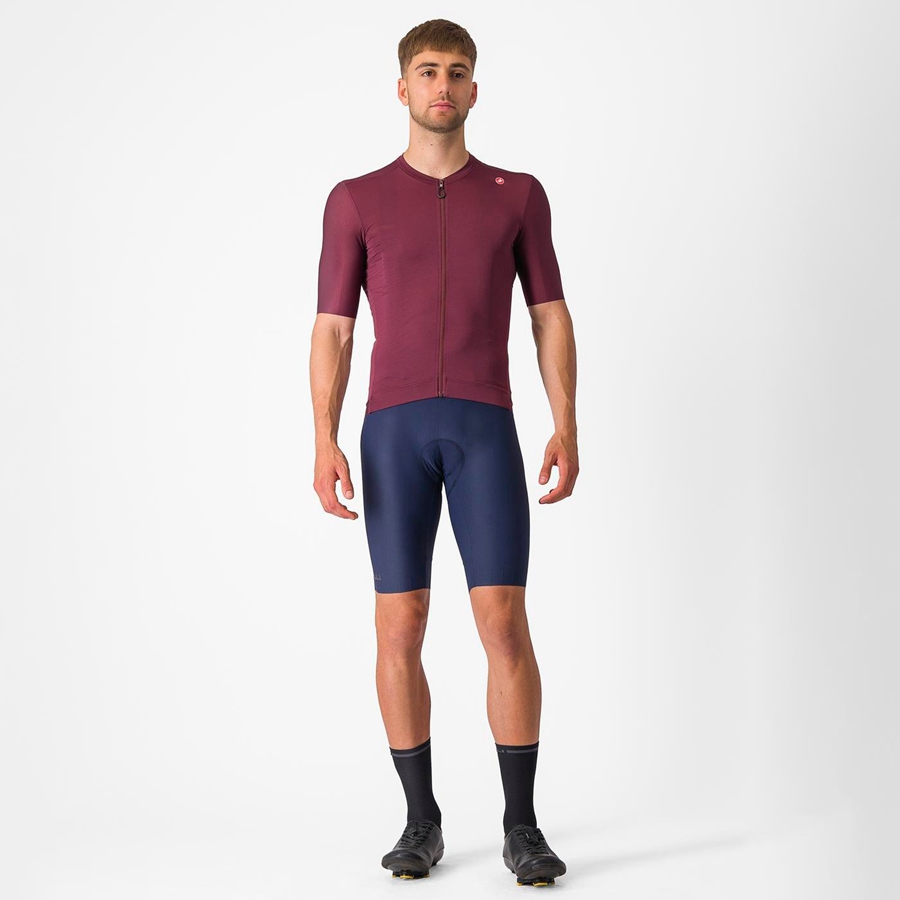 Castelli ESPRESSO Jersey Herre Dyb Bordeaux Sølv | AJDUGIK-58