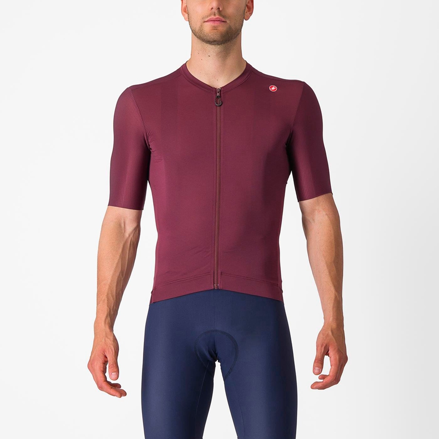 Castelli ESPRESSO Jersey Herre Dyb Bordeaux Sølv | AJDUGIK-58