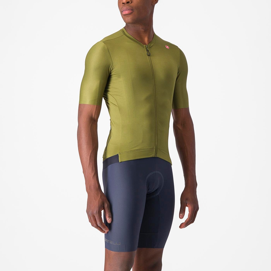 Castelli ESPRESSO Jersey Herre Olivengrøn Lysegrøn | LXEYRGF-28