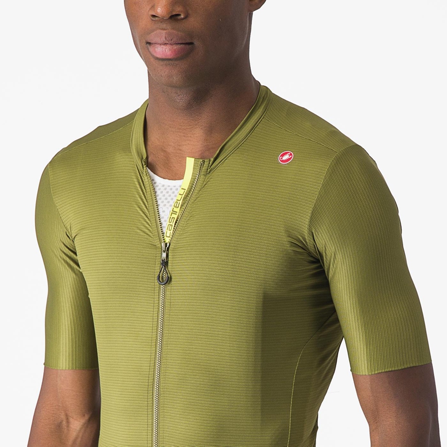 Castelli ESPRESSO Jersey Herre Olivengrøn Lysegrøn | LXEYRGF-28