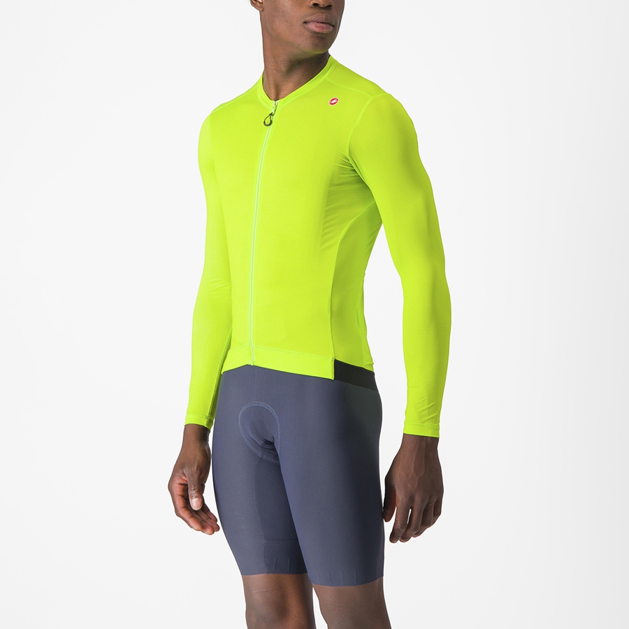 Castelli ESPRESSO LS Jersey Herre Lysegrøn Dyb Grøn | KZLVWFU-17