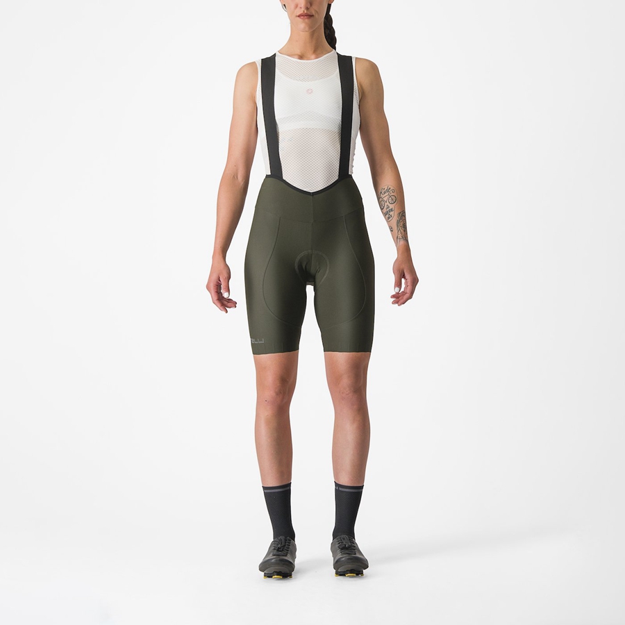 Castelli ESPRESSO W DT Bib Shorts Dame Dyb Grøn | WTPXLSY-83