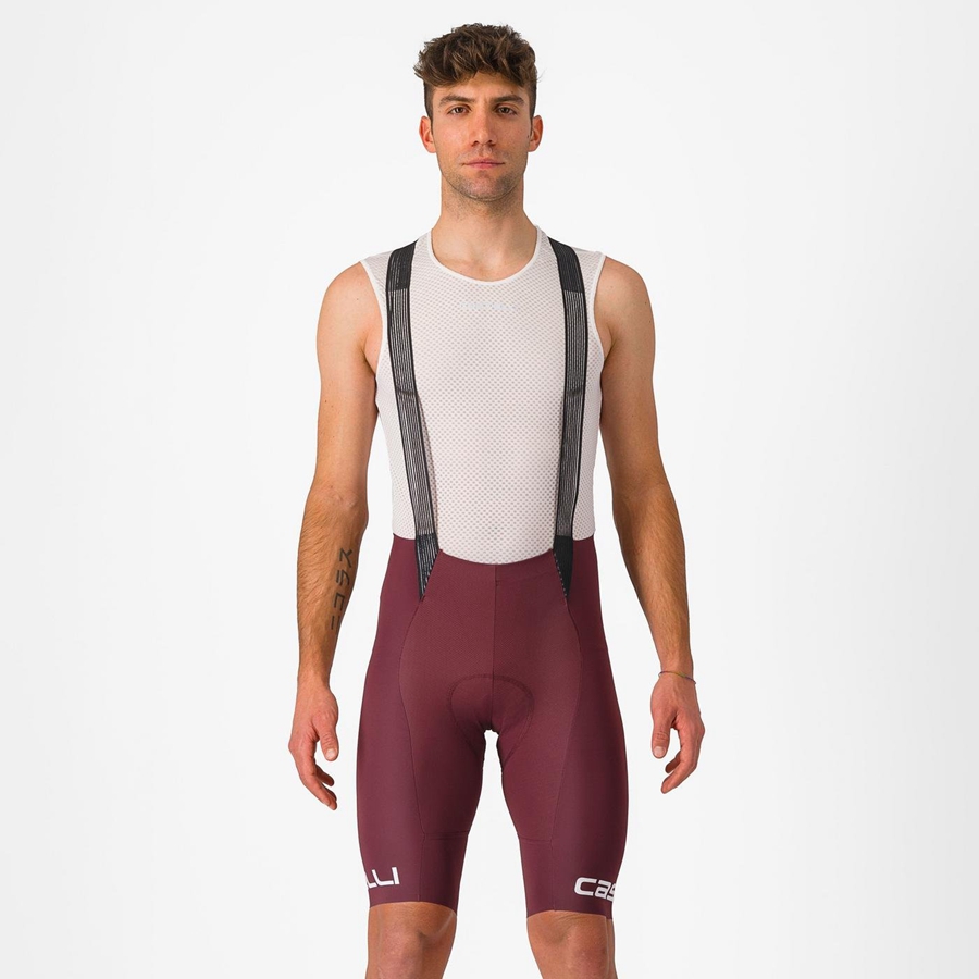 Castelli FREE AERO RC CLASSIC Bib Shorts Herre Dyb Bordeaux Hvide | ZJUTWES-01