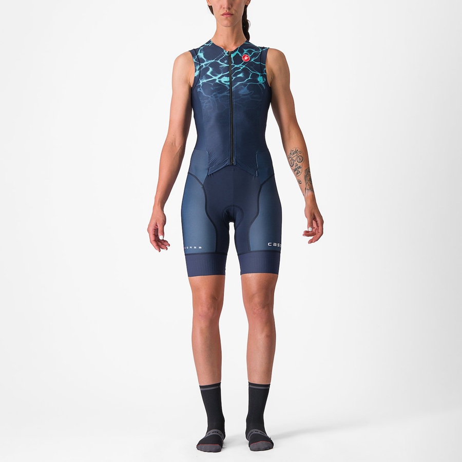 Castelli FREE SANREMO W SLEEVELESS Jakkesæt Dame Blå Lyseturkis | ZQGCTDP-17