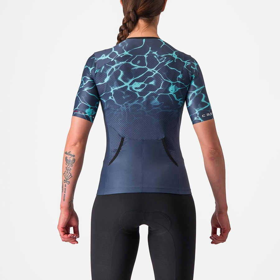 Castelli FREE SPEED 2 W RACE TOP Jakkesæt Dame Blå Lyseturkis | RXNFLCS-17