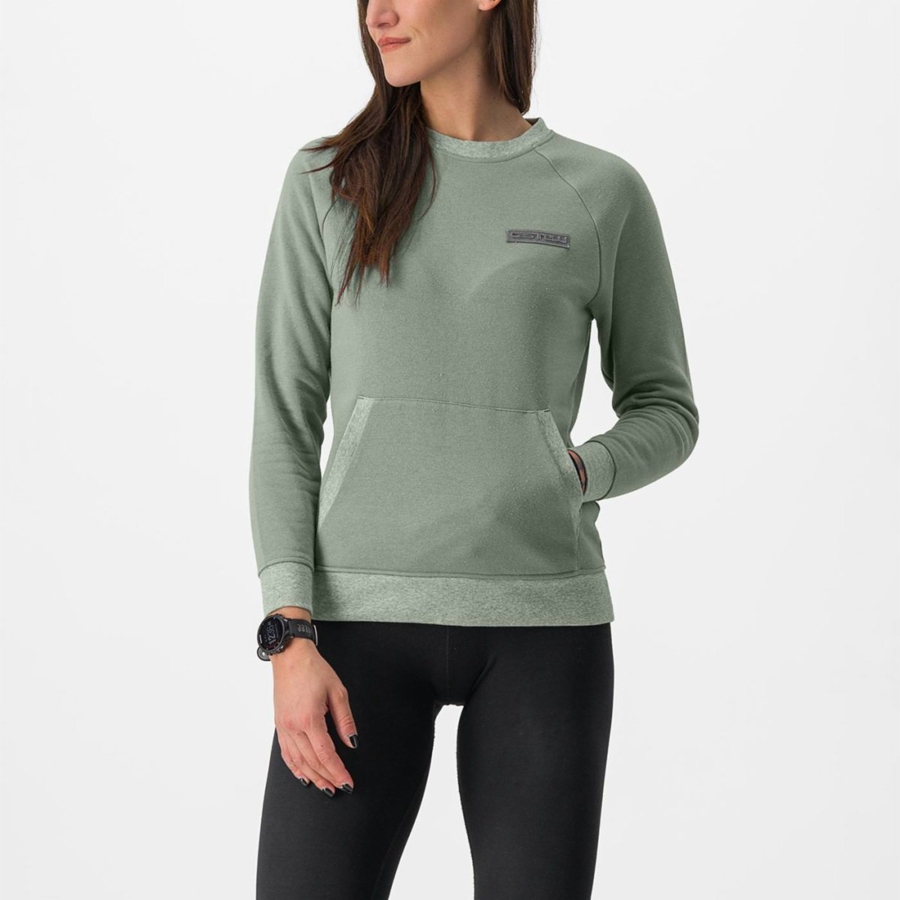 Castelli LOGO W SWEATSHIRT Casual Dame Grøn | DWNHMVY-26