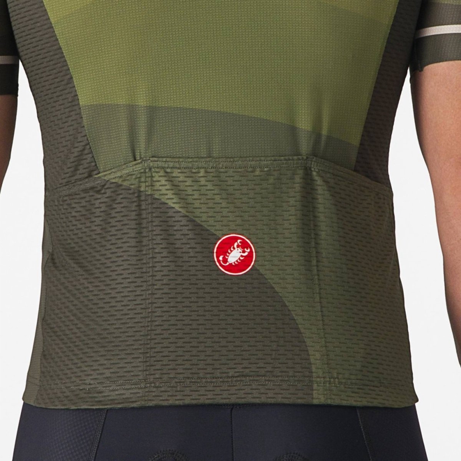 Castelli ORIZZONTE Jersey Herre Dyb Grøn Olivengrøn Sølv | XRUBMKH-92