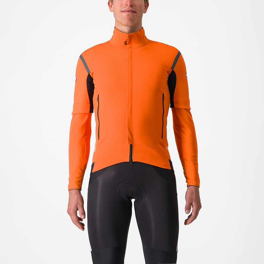 Castelli PERFETTO RoS 2 CONVERTIBLE Jakker Herre Rød Orange Mørkegrå | GRXODLS-92