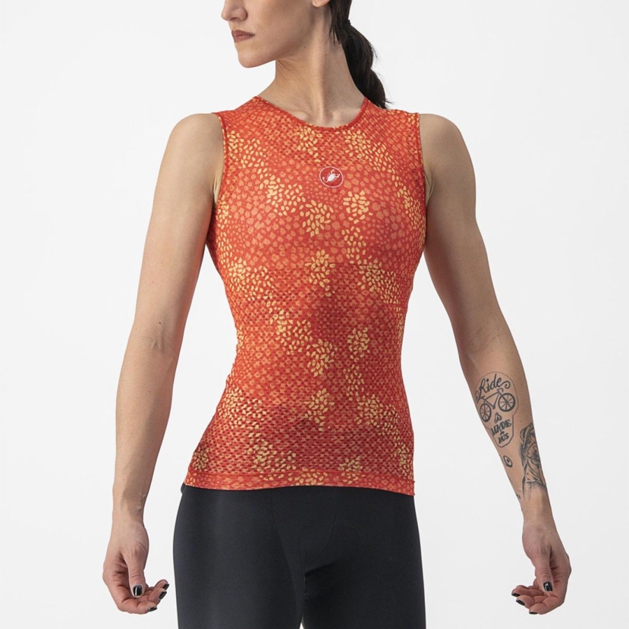 Castelli PRO MESH 4 W SLEEVELESS Baselag Dame Orange | ZFEMWYB-03