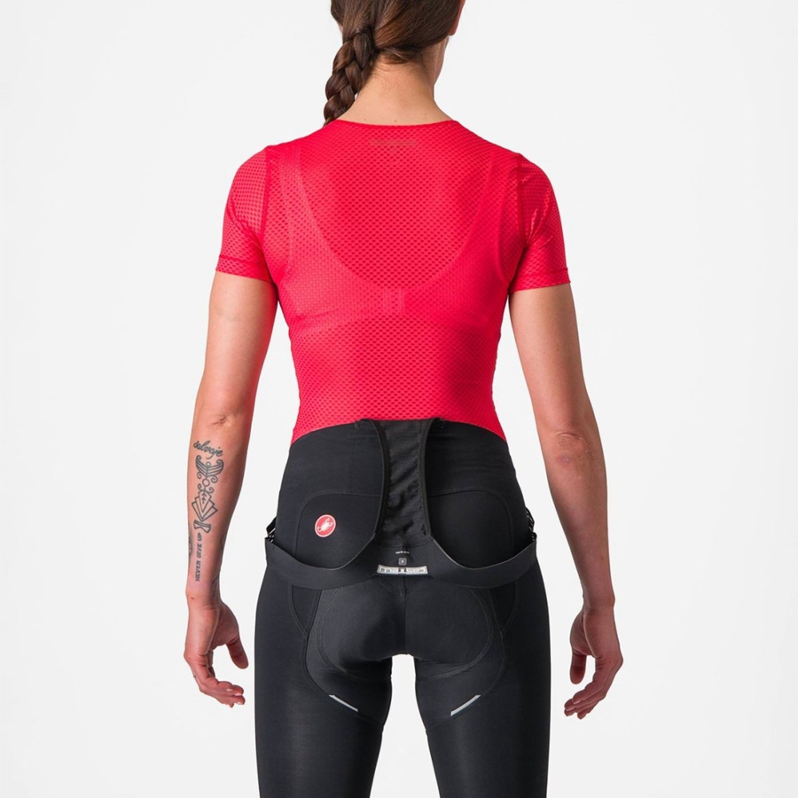 Castelli PRO MESH W SHORT SLEEVE Baselag Dame Rød | XQHPUKM-49