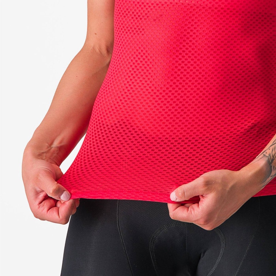 Castelli PRO MESH W SHORT SLEEVE Baselag Dame Rød | XQHPUKM-49