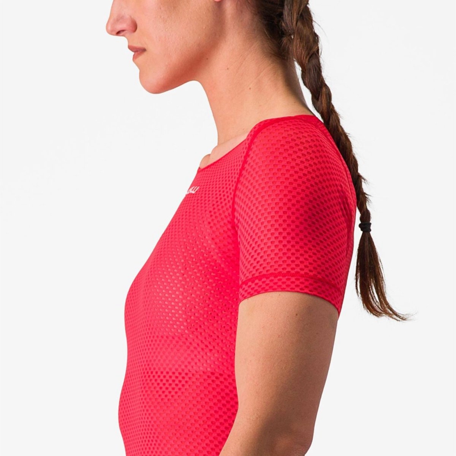 Castelli PRO MESH W SHORT SLEEVE Baselag Dame Rød | XQHPUKM-49