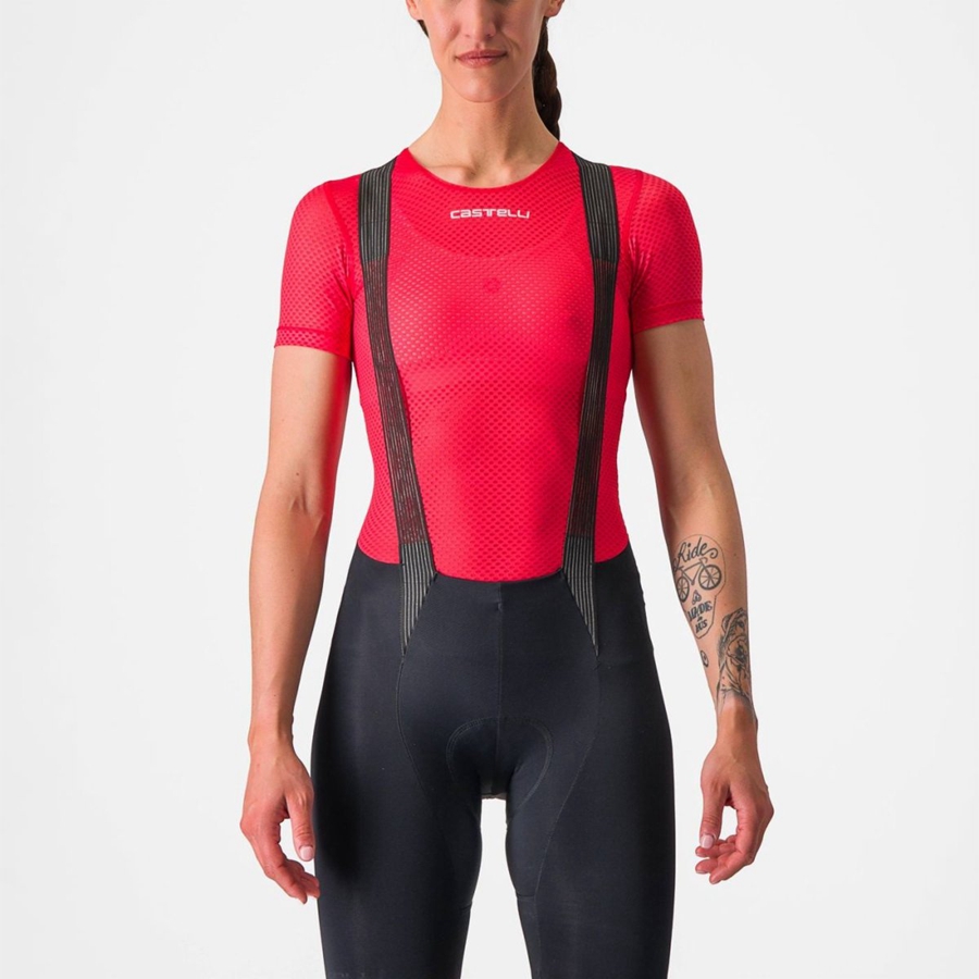 Castelli PRO MESH W SHORT SLEEVE Baselag Dame Rød | XQHPUKM-49