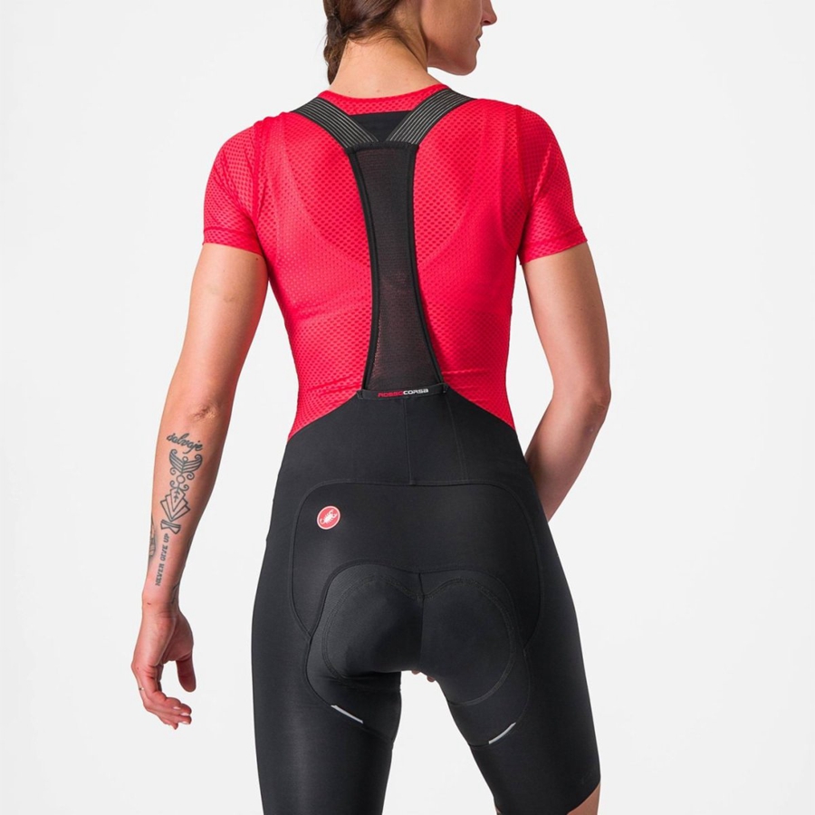 Castelli PRO MESH W SHORT SLEEVE Baselag Dame Rød | XQHPUKM-49