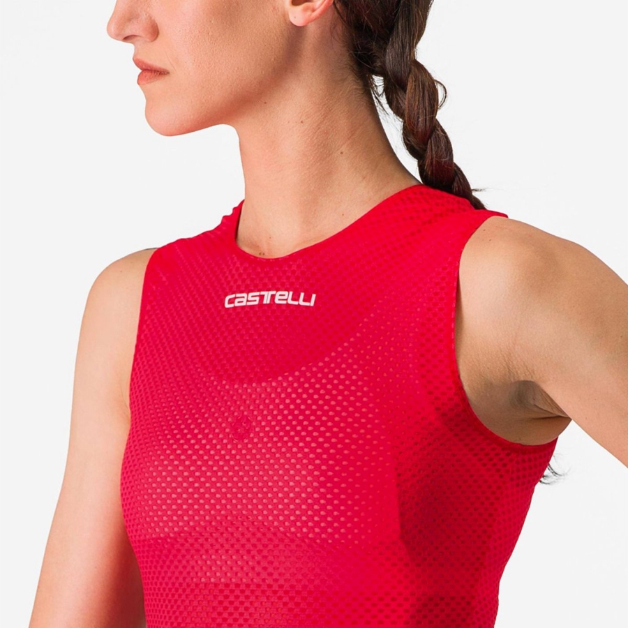 Castelli PRO MESH W SLEEVELESS Baselag Dame Rød | XWHGTZS-04