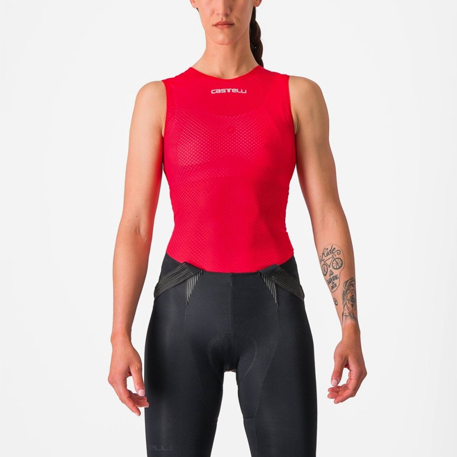 Castelli PRO MESH W SLEEVELESS Baselag Dame Rød | XWHGTZS-04