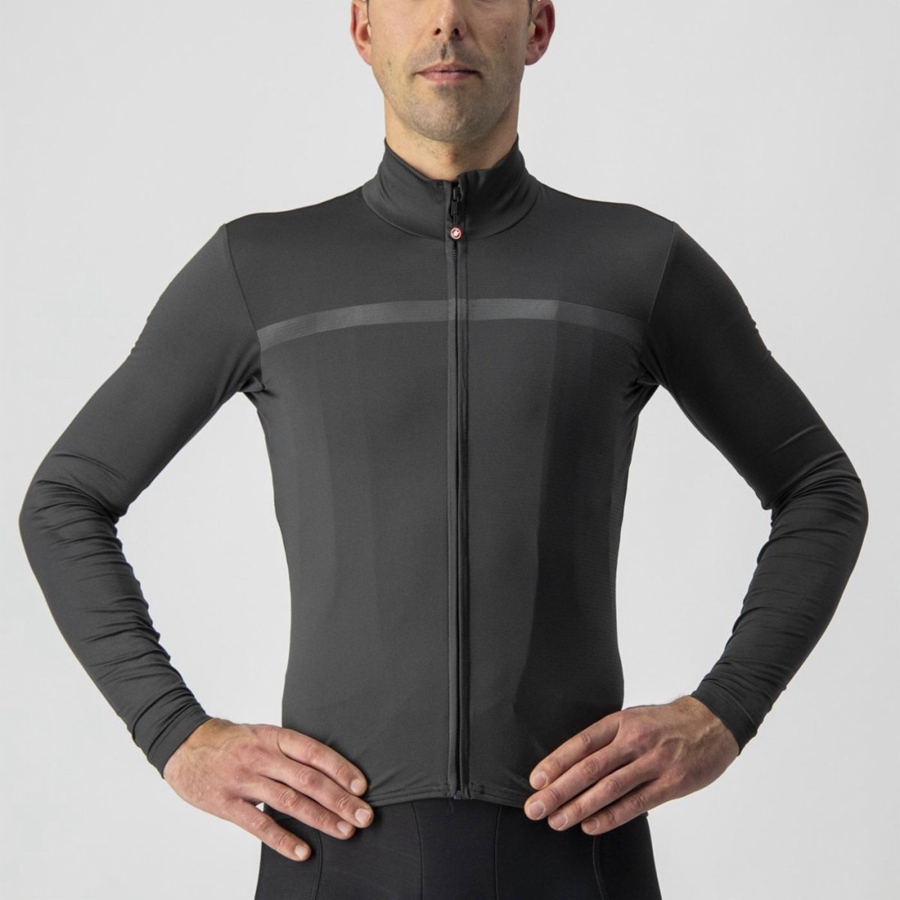 Castelli PRO THERMAL MID LS Jersey Herre Mørkegrå | YICJGBF-30