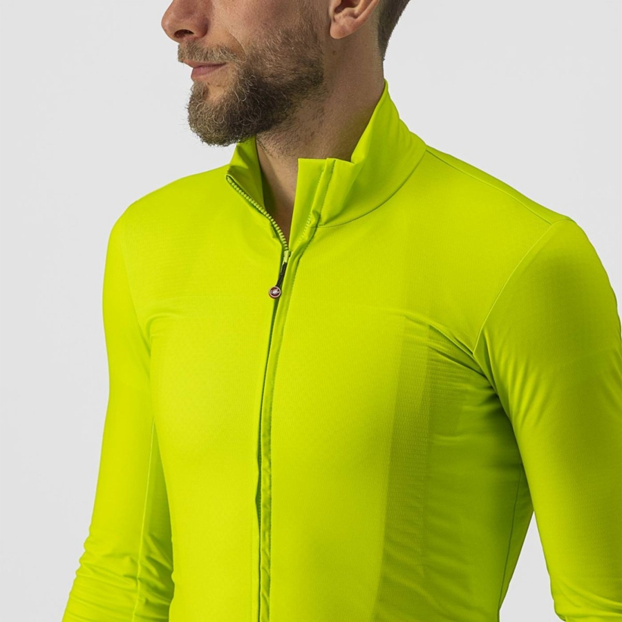 Castelli PRO THERMAL MID LS Jersey Herre Lysegrøn | NUHZBKG-78