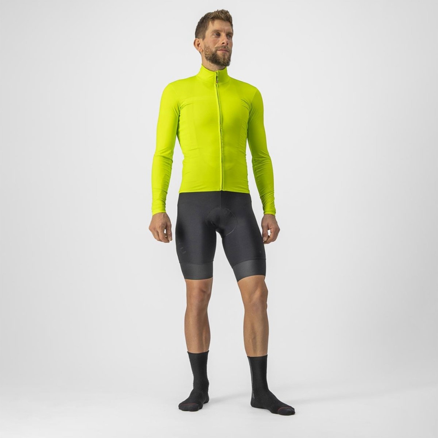 Castelli PRO THERMAL MID LS Jersey Herre Lysegrøn | NUHZBKG-78