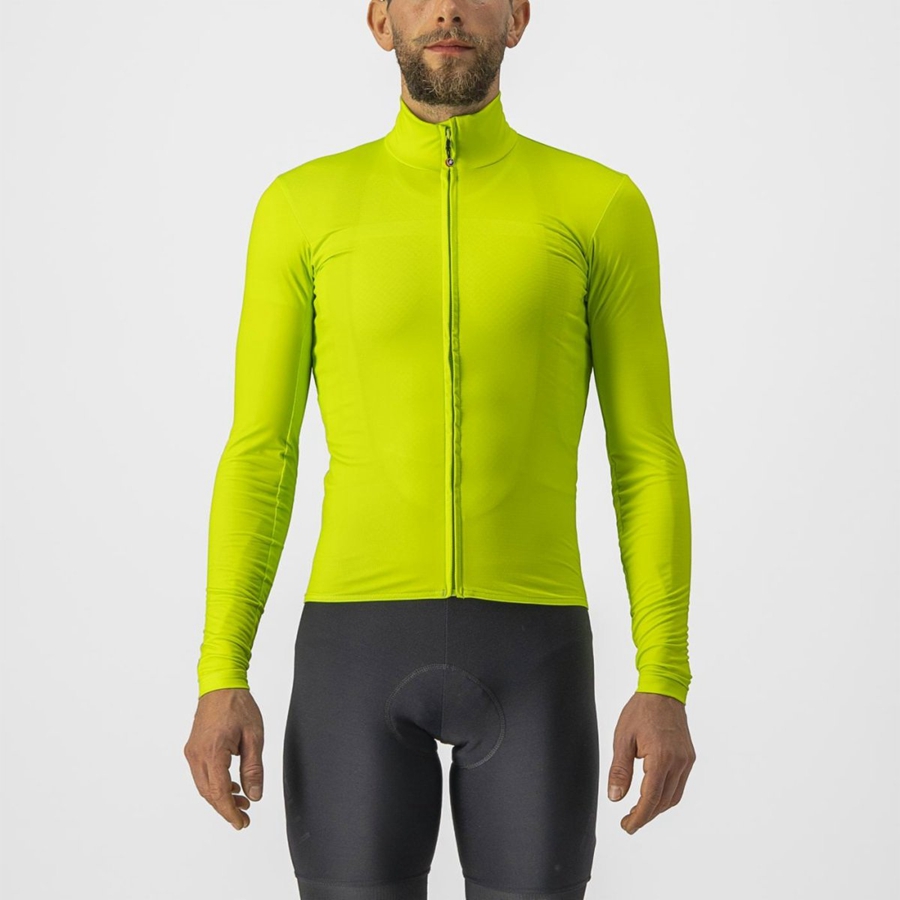 Castelli PRO THERMAL MID LS Jersey Herre Lysegrøn | NUHZBKG-78