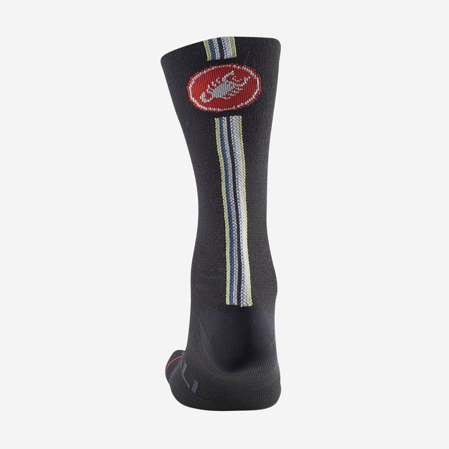 Castelli RACING STRIPE 18 Sokker Herre Sort | YLORKXE-71