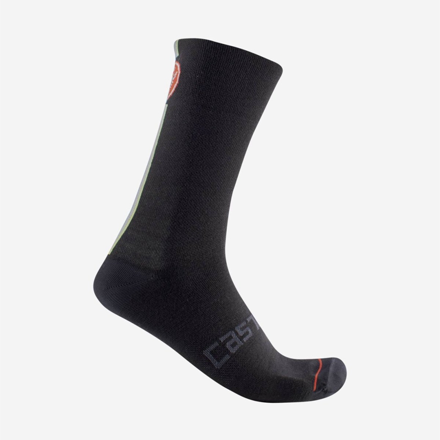 Castelli RACING STRIPE 18 Sokker Herre Sort | YLORKXE-71