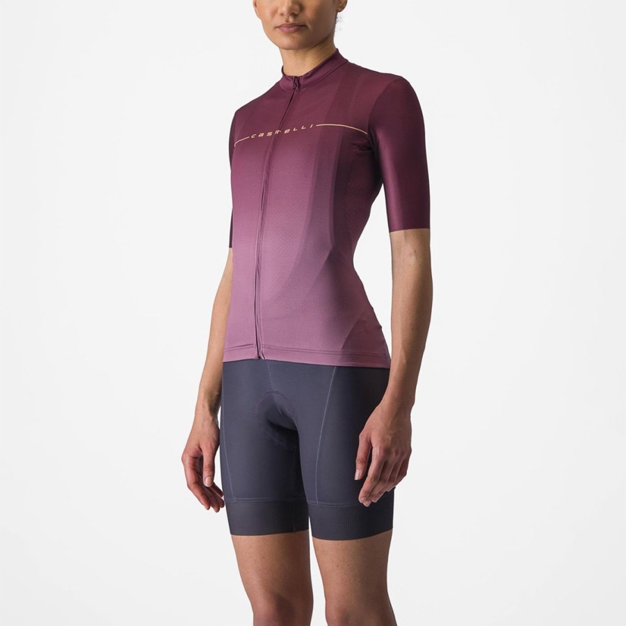 Castelli SALITA Jersey Dame Dyb Bordeaux Dyb Lilla | QUNLKVE-50